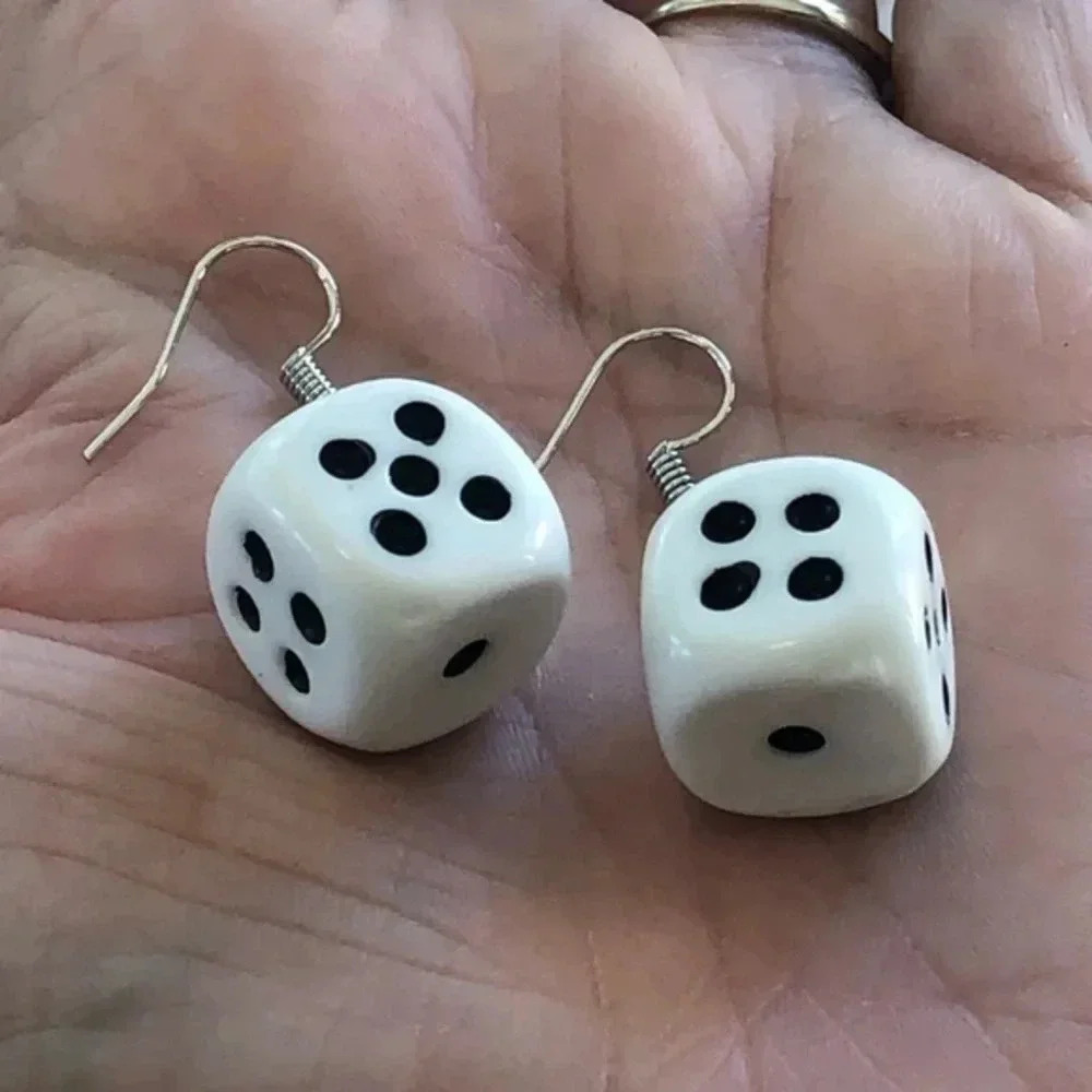 Fun Funny Dice Gambling Las Vegas Reno Resin Earrings NWT